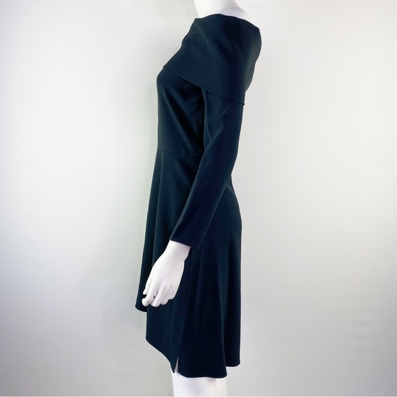 Theory Size 4 Navy Blue Off The Shoulder Elegant Mini Kensington Dress - Picture 4 of 8